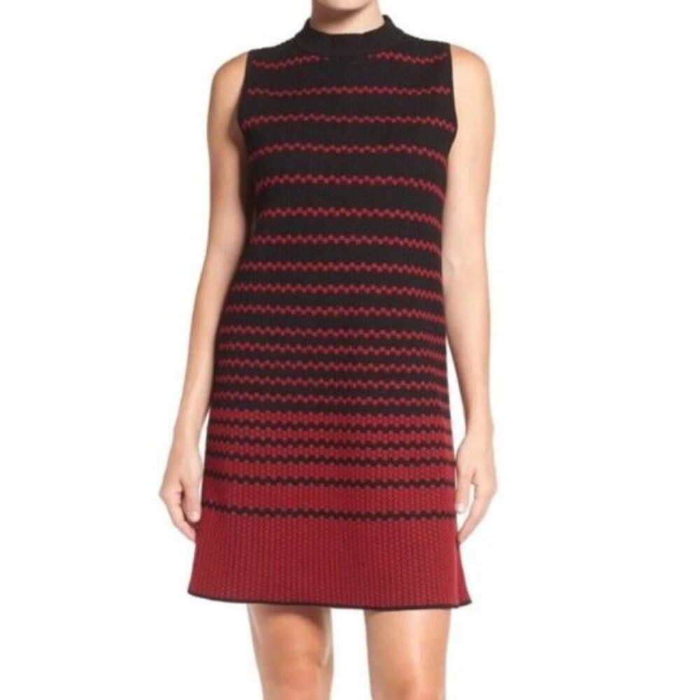 NIC + ZOE Dress Women's Large Black Red Stretch Workwear Office Professional NEW